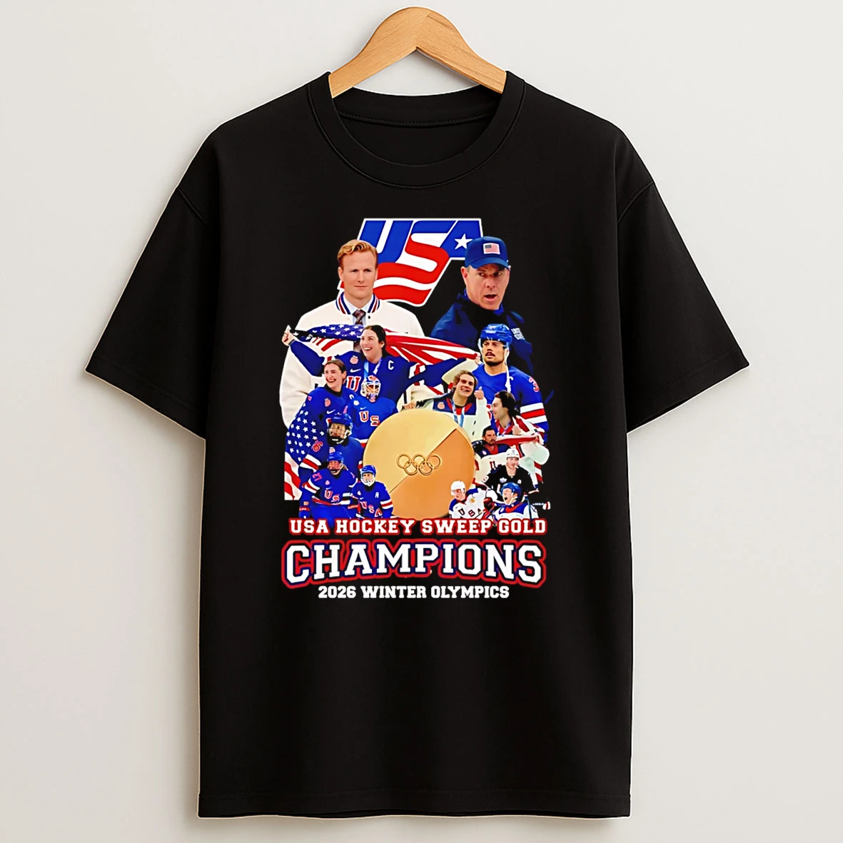Usa Hockey Sweep Gold Champions 2026 Winter Olympics T Shirt