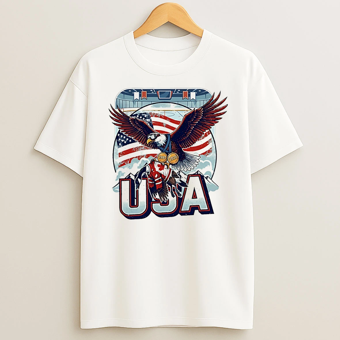Usa Ice Hockey Champions 2026 Patriotic Eagle Medal T Shirt