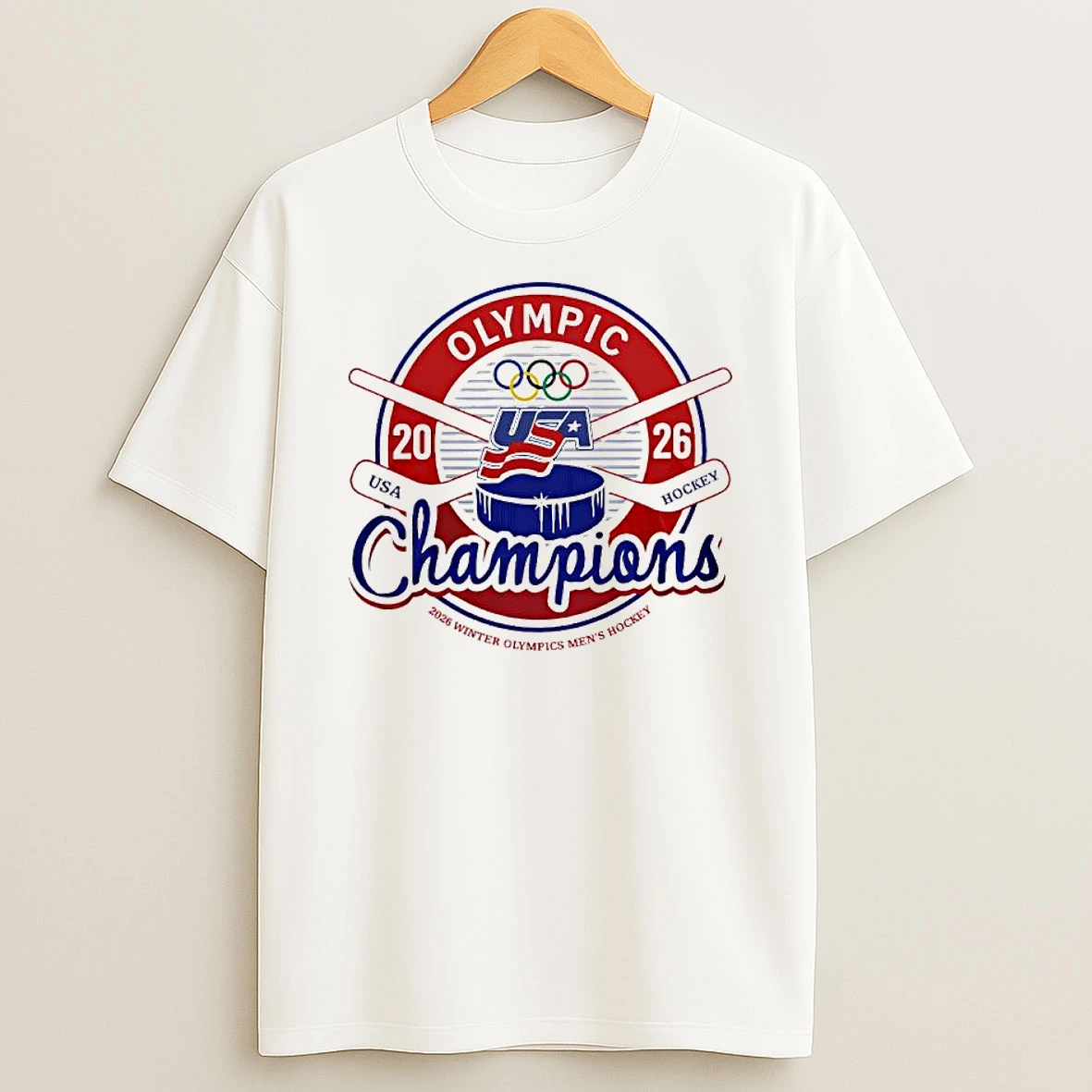 Usa Men Hockey Milano Cortina Olympics Champions 2026 Logo T Shirt