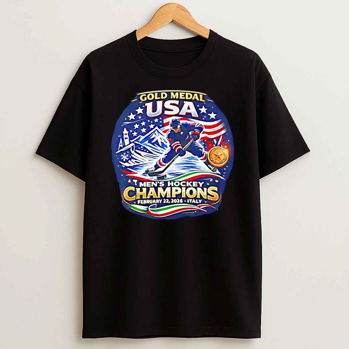 Usa Mens Hockey Gold Medal Champions 2026 T Shirt