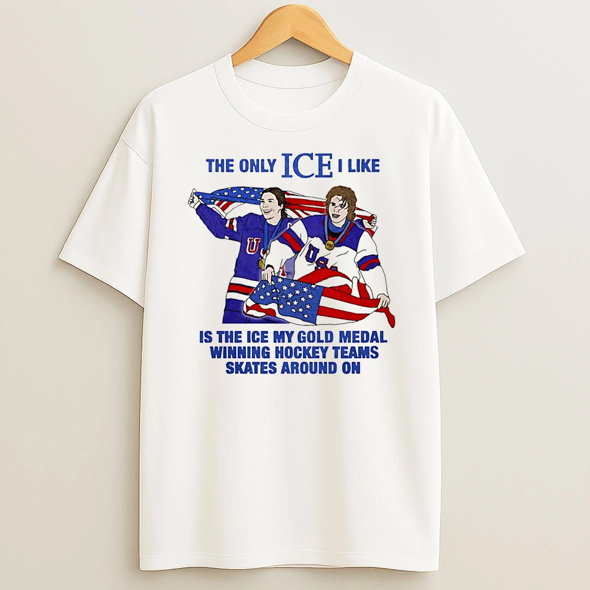 Usa Olympic Gold Medal Hockey Jack Hughes The Only Ice I Like T Shirt
