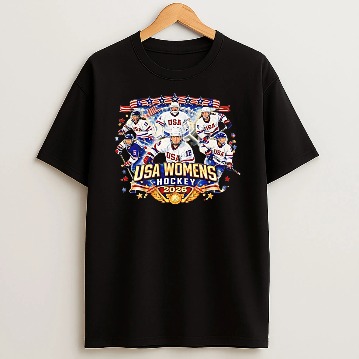 Usa Womens Hockey 2026 Winter Games Patriotic Ice Graphic T Shirt