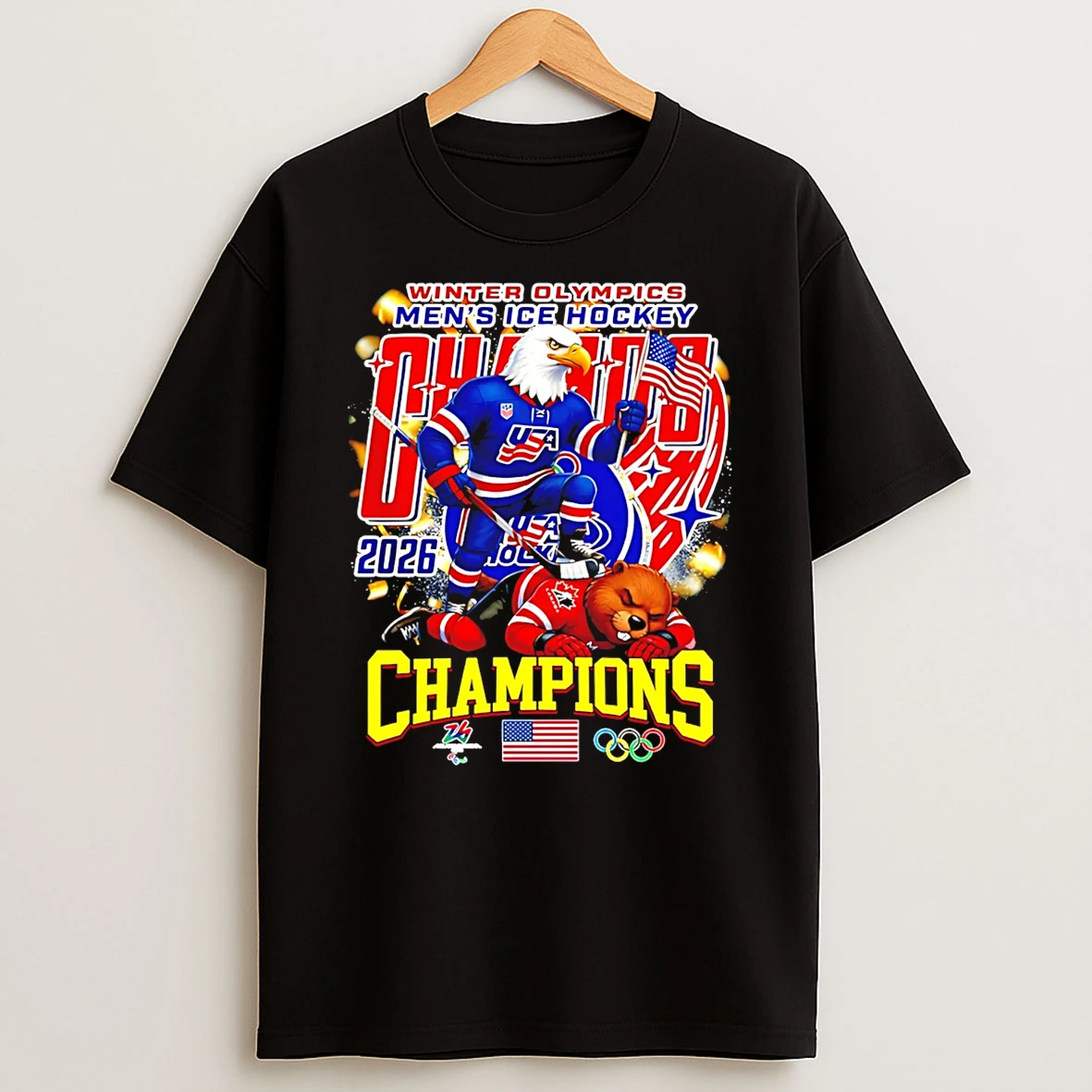 Usa Beat Canada Golden Gold Medalists Womens Ice Hockey Olympic Champions 2026 T Shirt