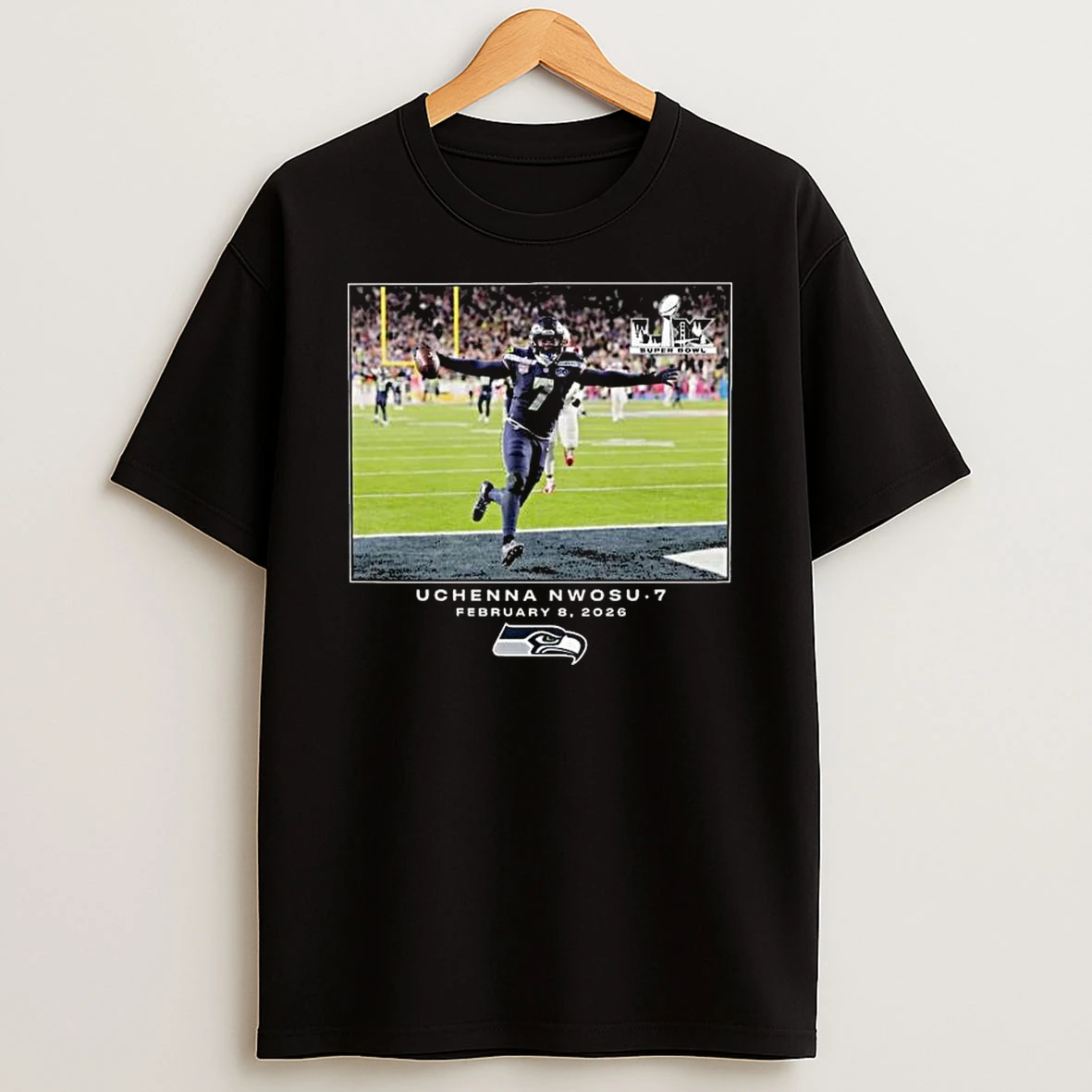 Uchenna Nwosu Black Seattle Seahawks Nfl Flash Features Super Bowl Lx T Shirt