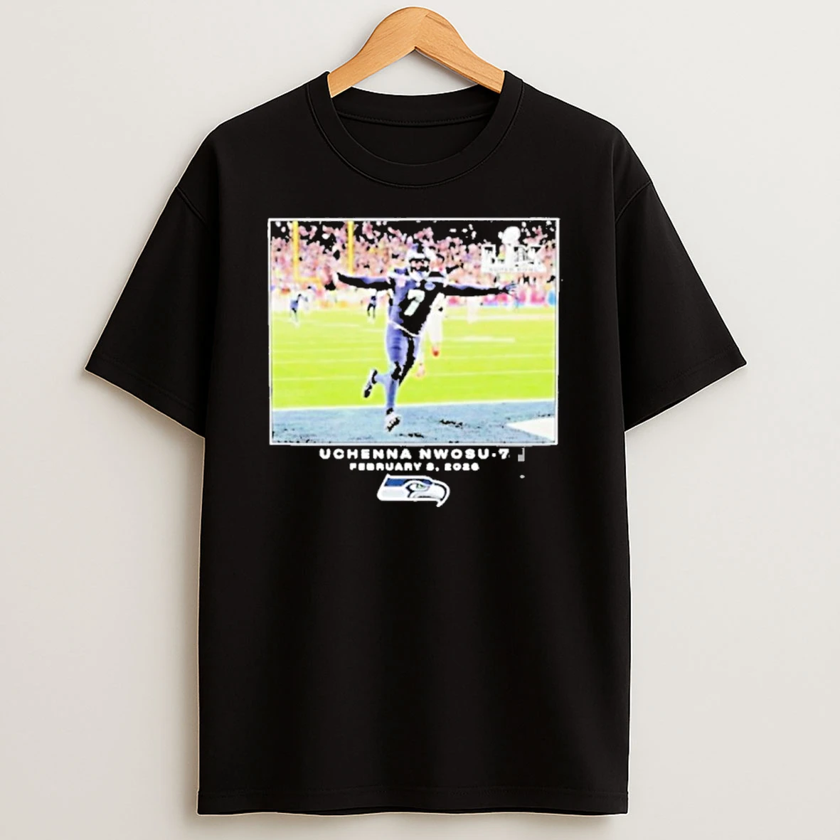 Uchenna Nwosu Seattle Seahawks Nfl Flash Features Super Bowl Lx 2 8 2026 T Shirt