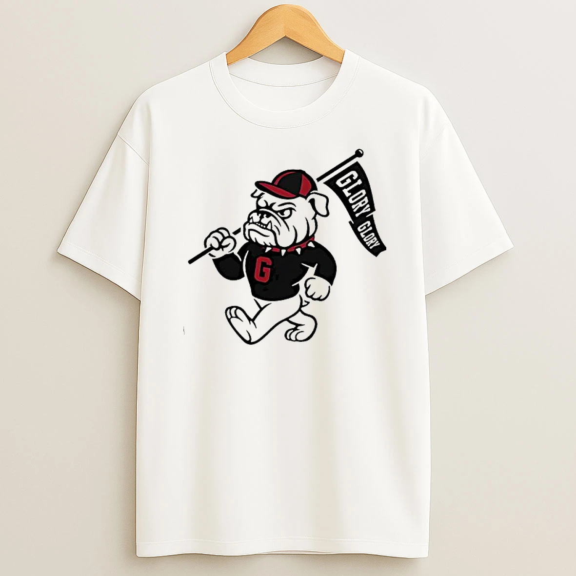 University Of Georgia Bulldogs Hairy Dawg Mascot Glory Glory Flag T Shirt