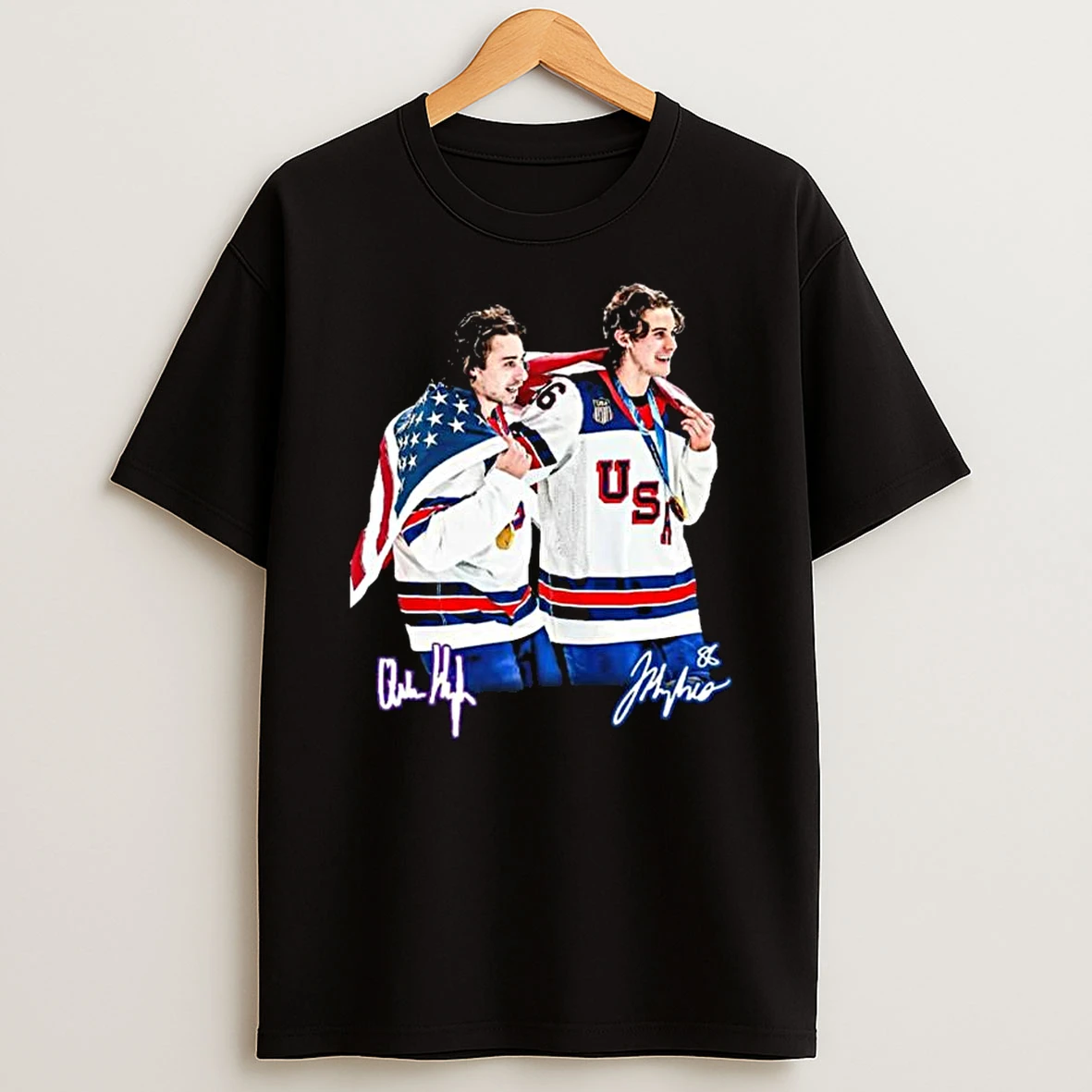 Usa Gold Medal Hockey Champion Jack Hughes Quinn Hughes Signatures T Shirt