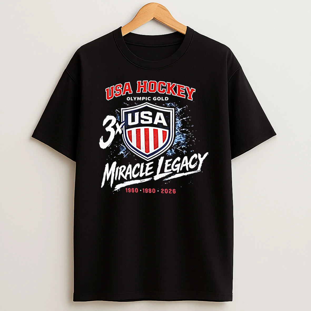 Usa Hockey 3x Olympic Gold Miracle Legacy 60 80 26 T Shirt
