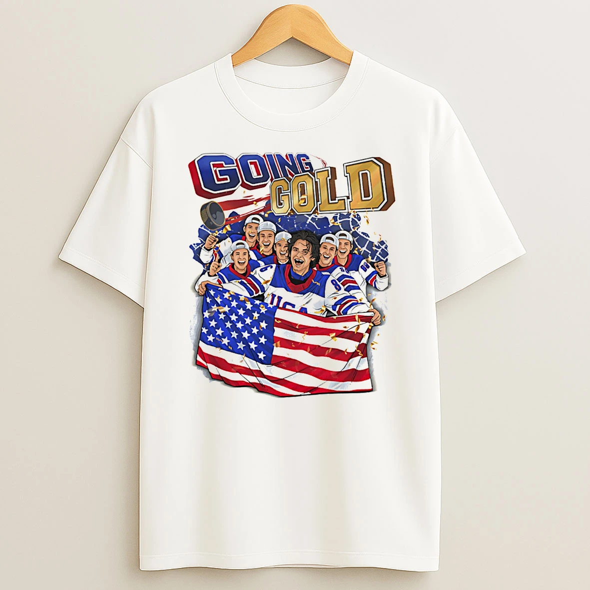 Usa Hockey Going Gold Olympic Champions 2026 Paint T Shirt