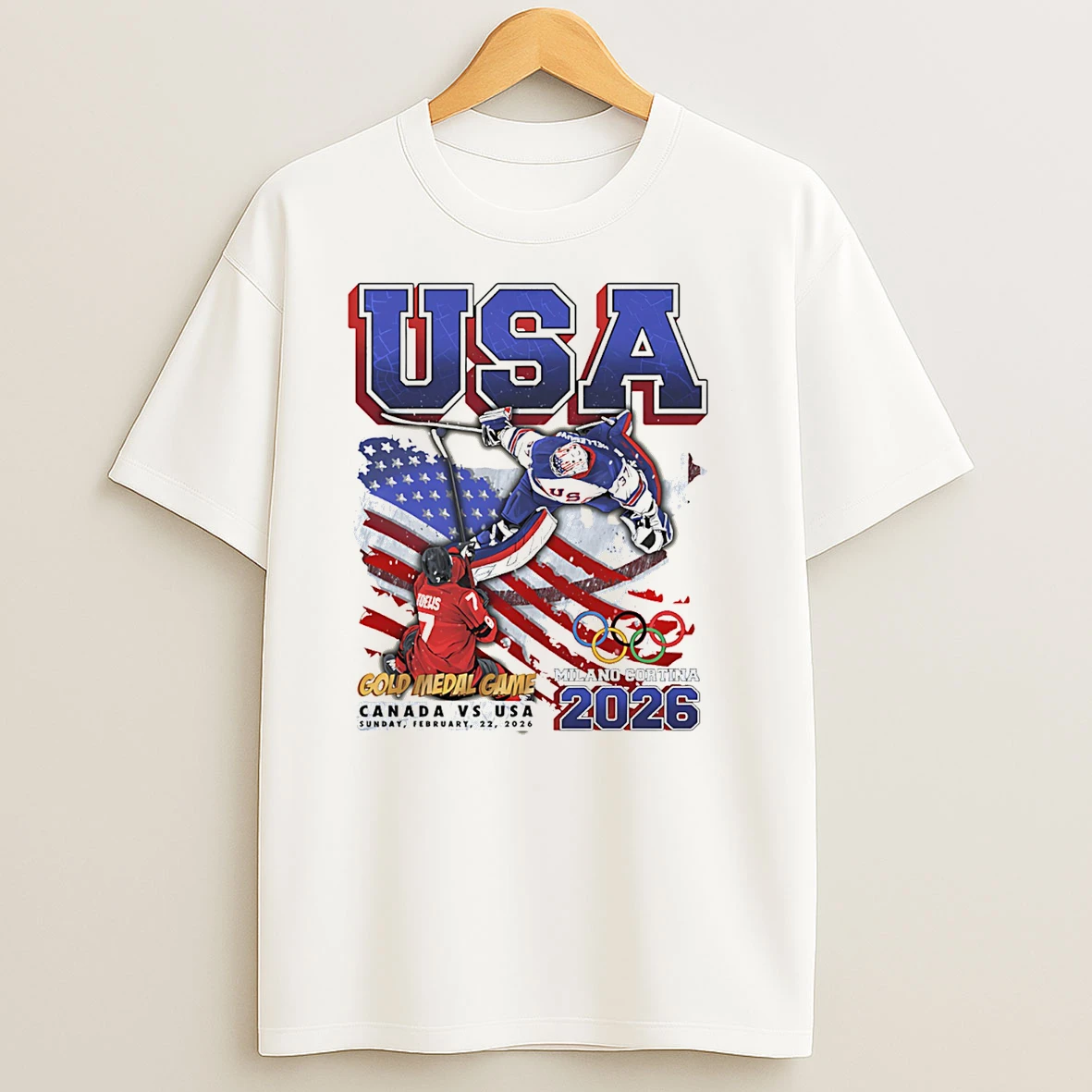 Usa Hockey Gold Medal Dame Milano Cortina 2026 Paint T Shirt