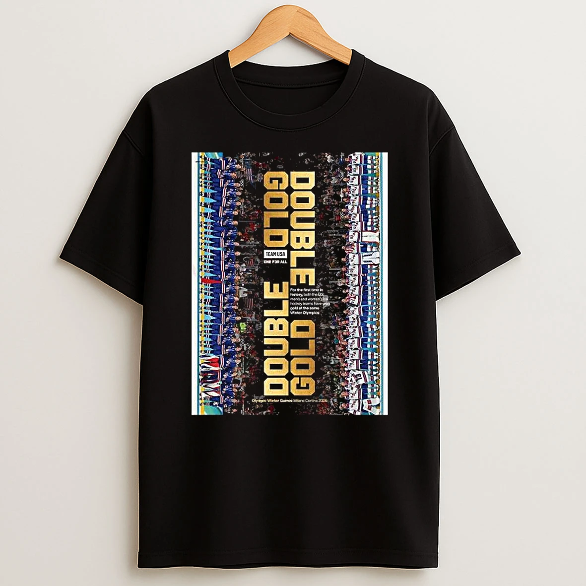 Usa Mens And Womens Olympic Hockey Team Double Gold Olympic Winter Milano Cortina 2026 Golden Medal For The First Time In History T Shirt