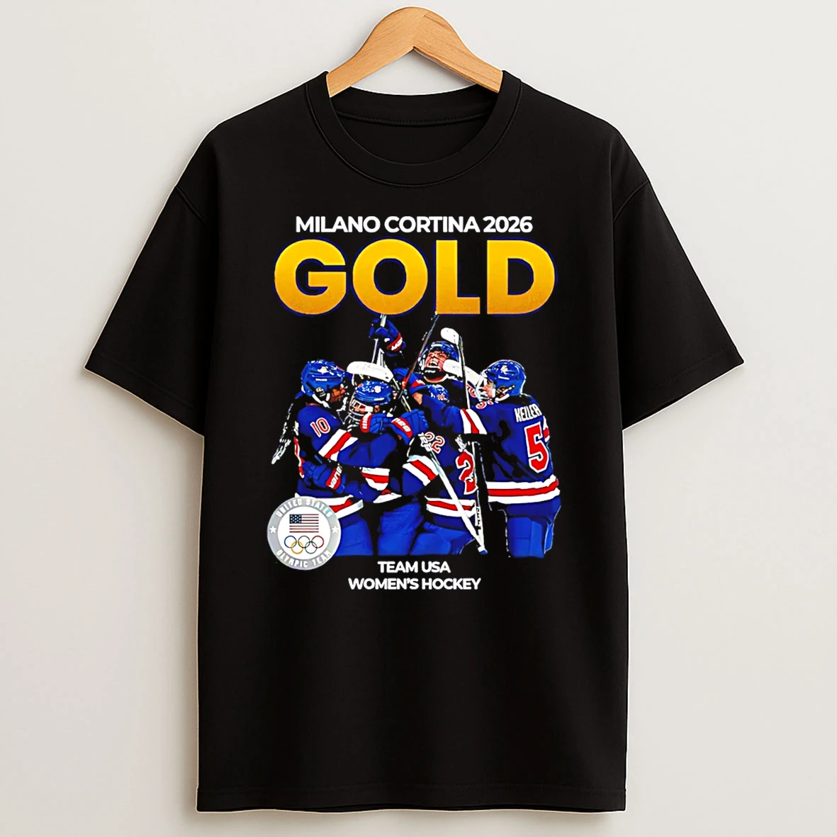 Usa Womens Hockey Gold Medal Milano Cortina 2026 Gold T Shirt