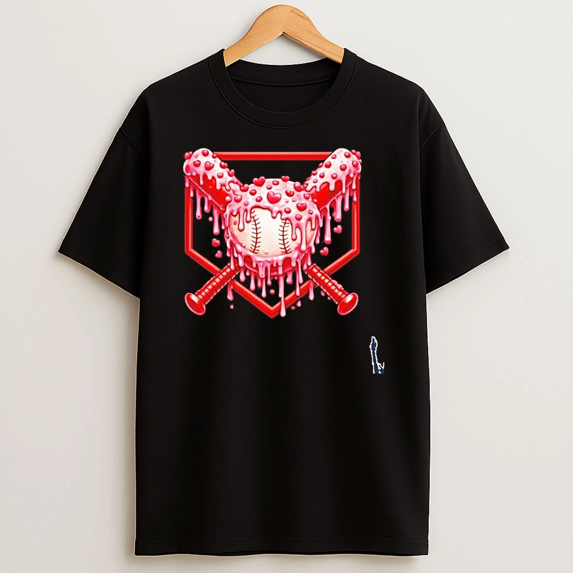 Valentines Day Love Baseball Ice Cream Drip Heart T Shirt