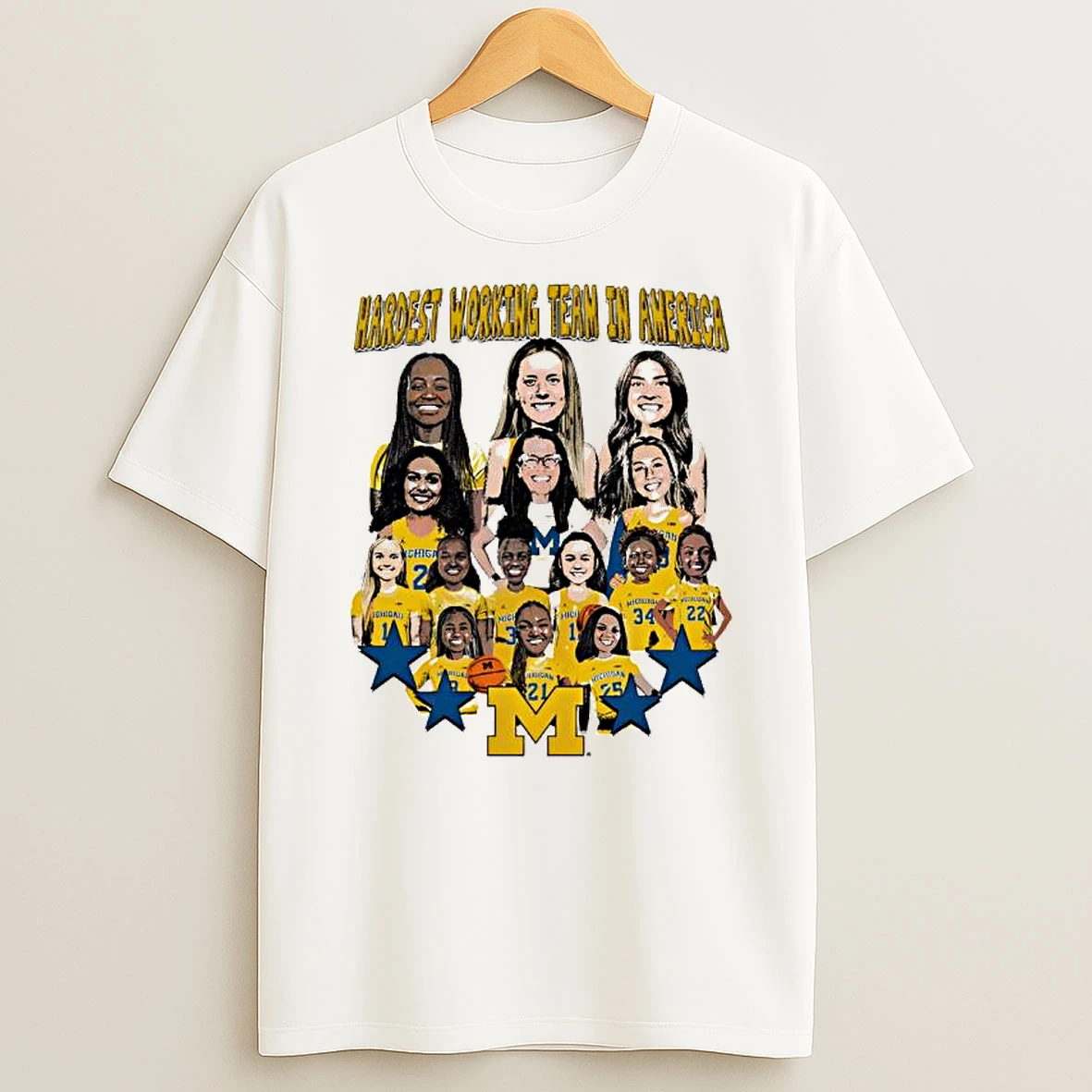 Valiant University Of Michigan Womens Basketball Hardest Working Team In America Caricature T Shirt