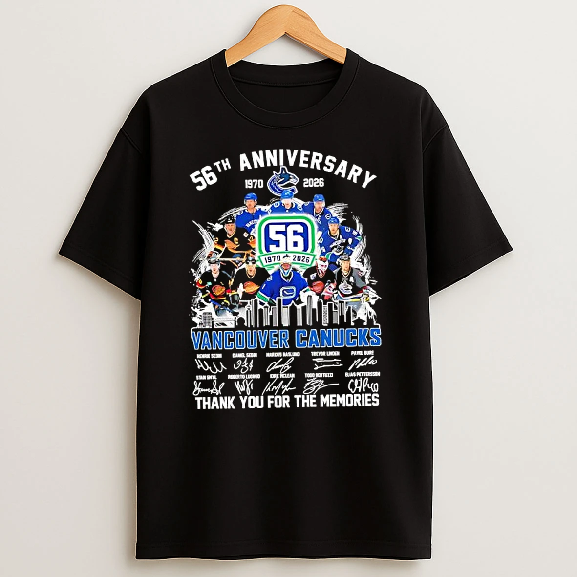 Vancouver Canucks 56th Anniversary 1970 2026 Thank You For The Memories Signatures T Shirt