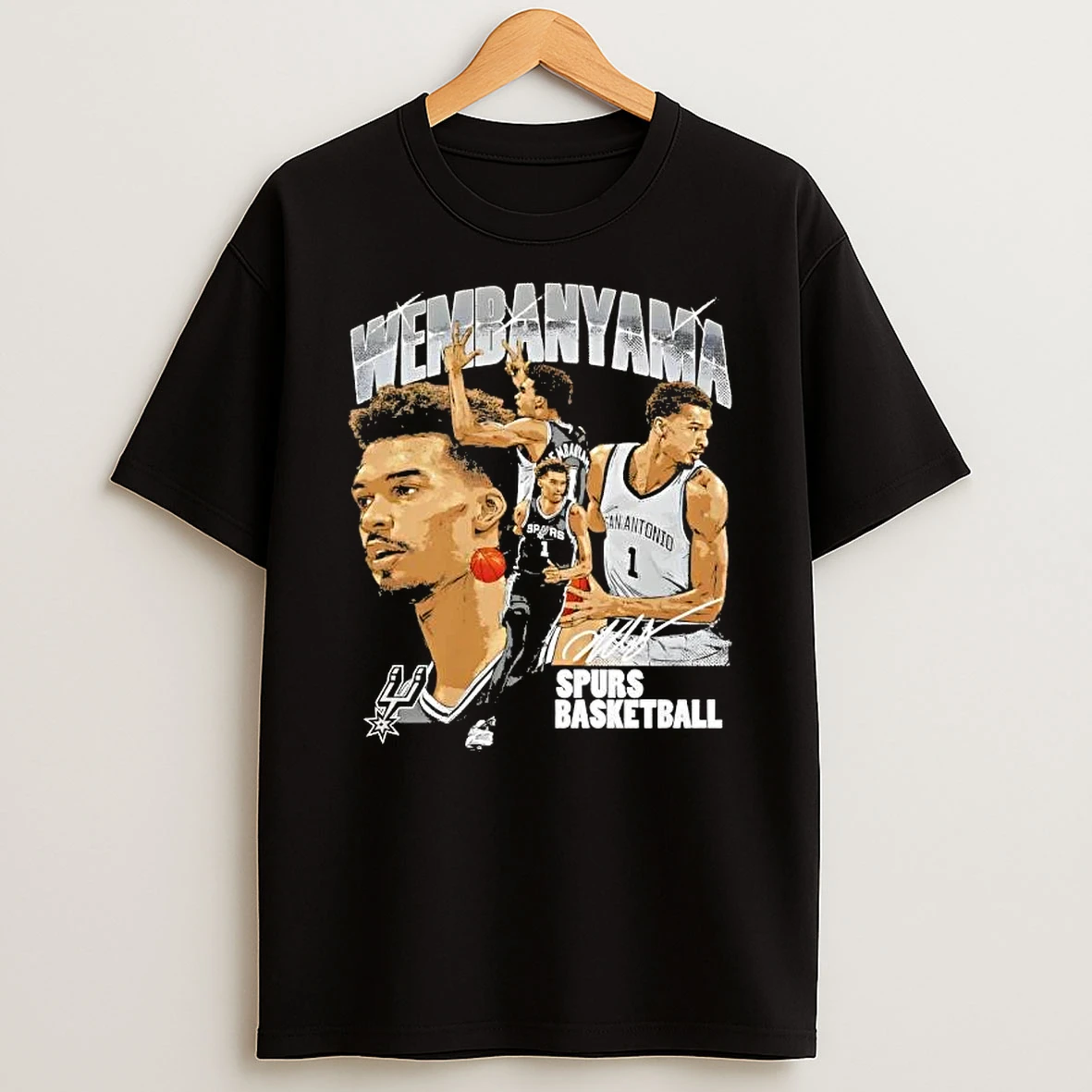 Victor Wembanyama San Antonio Spurs Basketball Collage Signature T Shirt