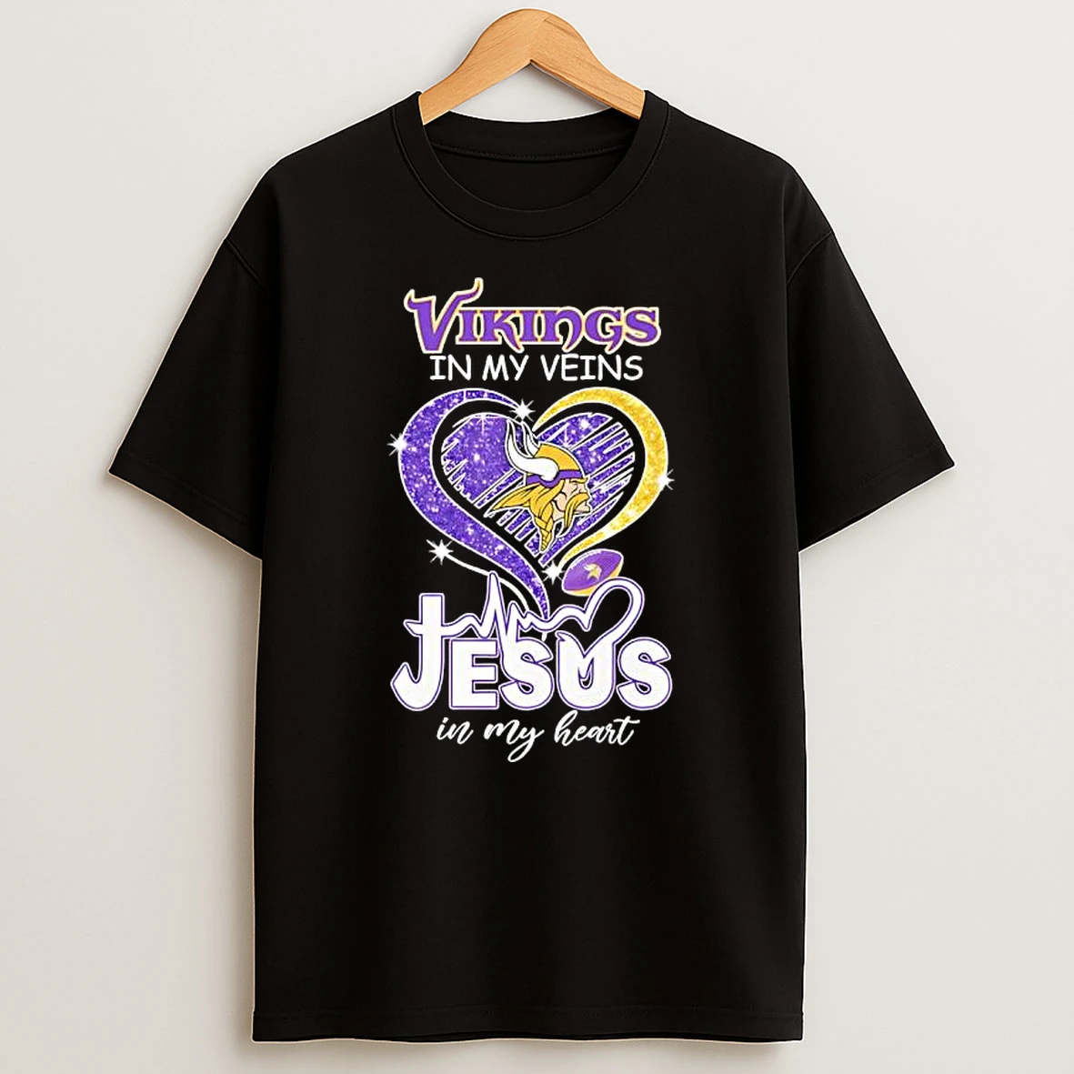 Vikings In My Veins Jesus In My Heart Minnesota Vikings Logo T Shirt