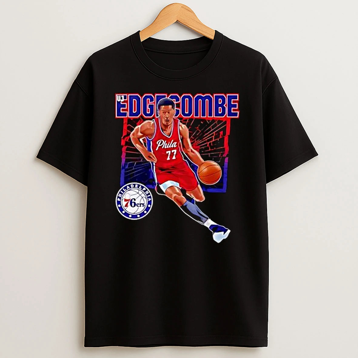 Vj Edgecombe Philadelphia 76ers Basketball Player Action Graphic T Shirt
