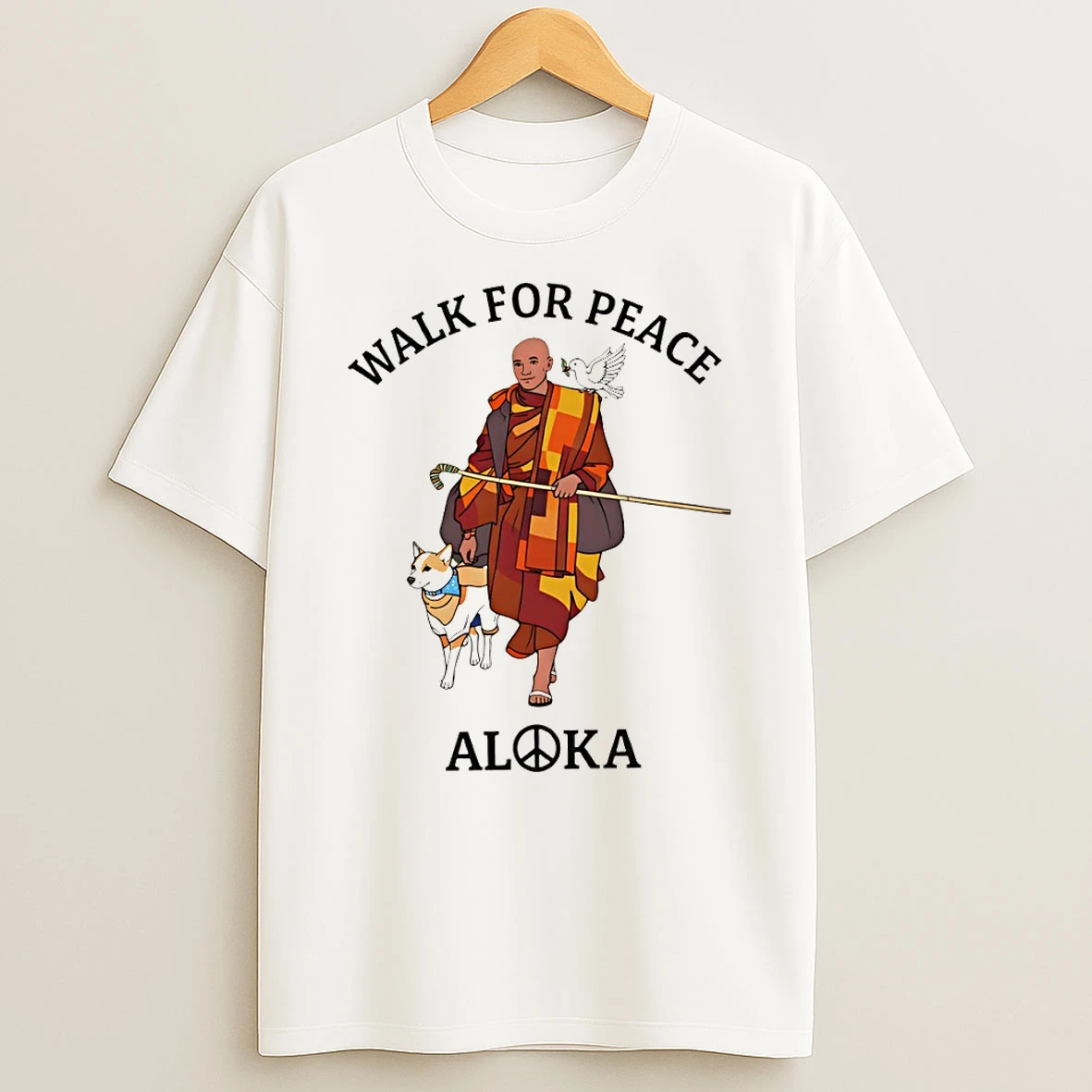 Walk For Peace Walking Monk And Aloka Dog T Shirt