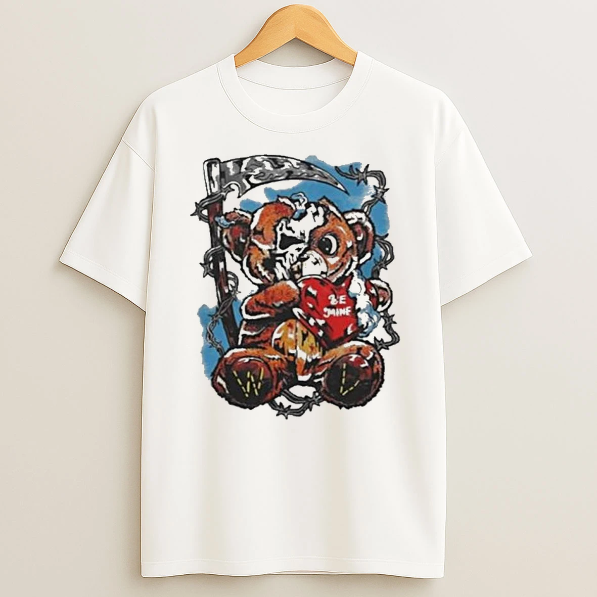 Warren Lotas Be Mine Teddy Grim Reaper T Shirt