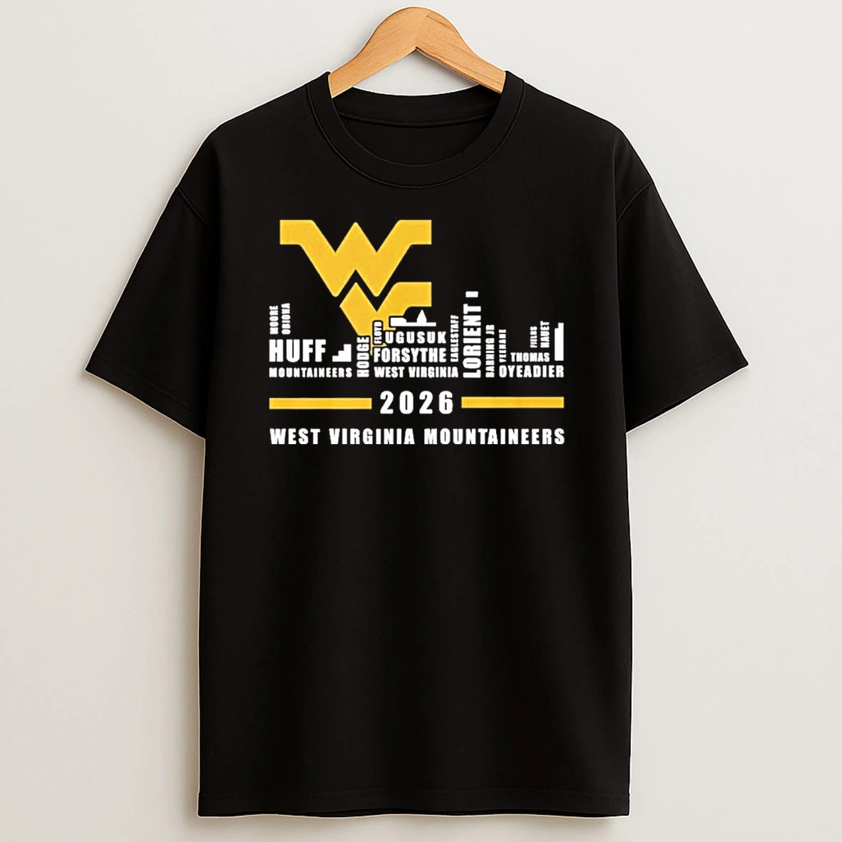 West Virginia Basketball Skyline Player Names 2026 T Shirt
