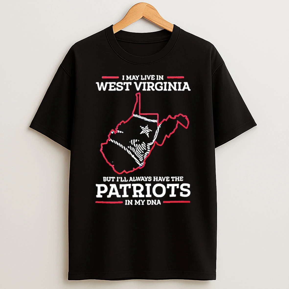 West Virginia Patriots In My Dna State Outline New England Football T Shirt