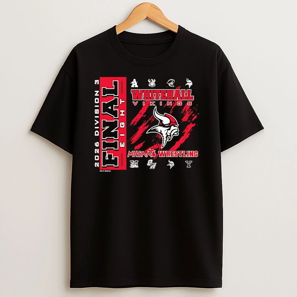 Whitehall Vikings 2026 Mhsaa Team Wrestling Final 8 D3 Logo T Shirt