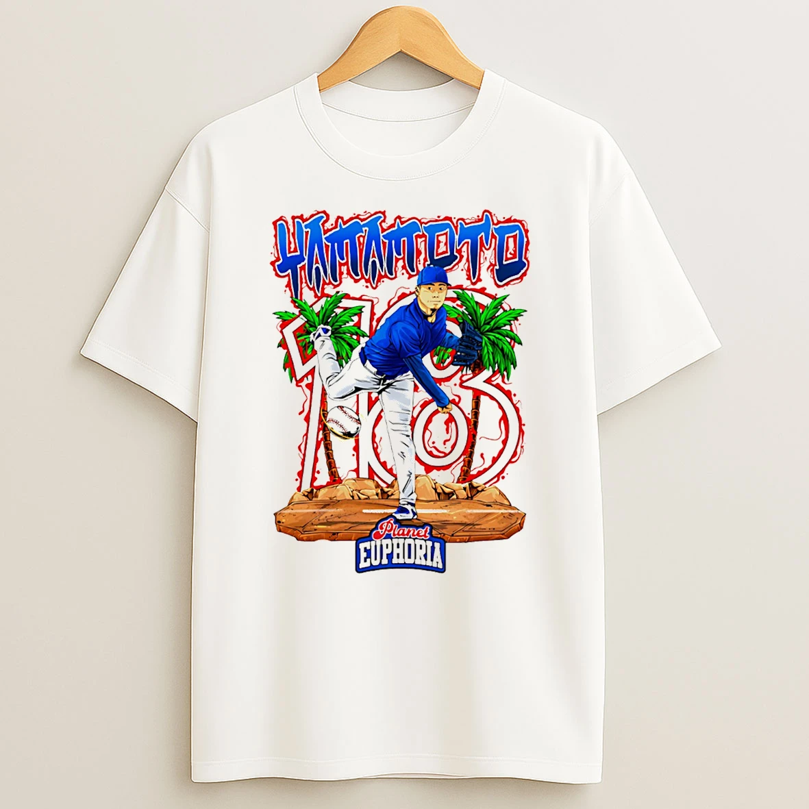 Yoshinobu Yamamoto Los Angeles Dodgers Hand Drawn Artwork T Shirt