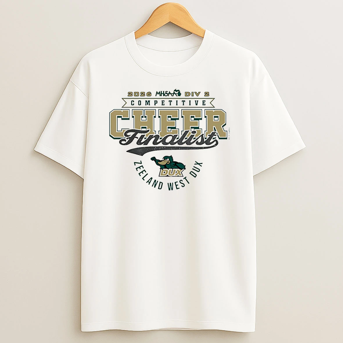 2026 Mhsaa Cheer D2 Finalist Zeeland West Dux T Shirt