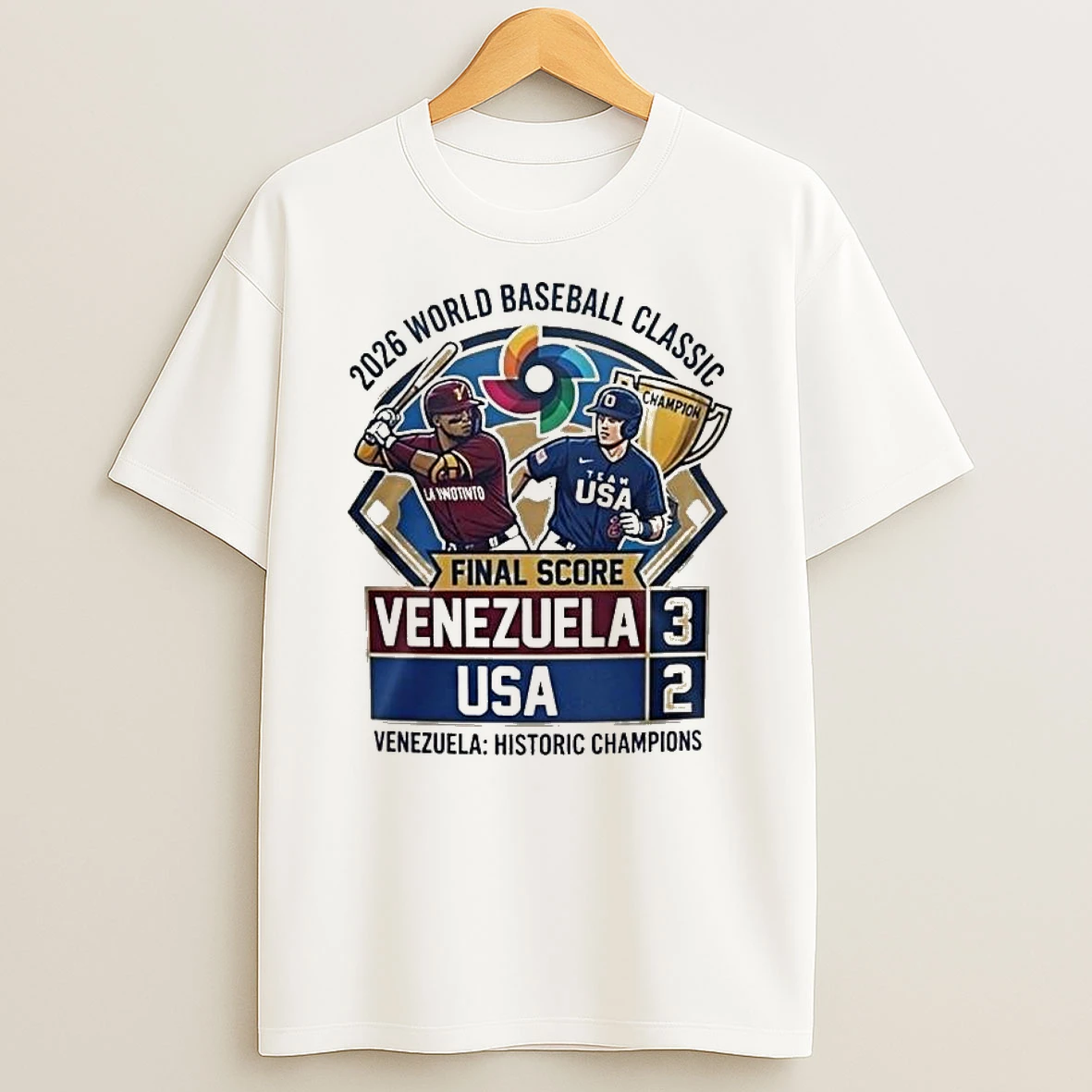 7nfhwlr2 Venezuela Beats Usa To Win 2026 World Baseball Classic Championship T Shirt