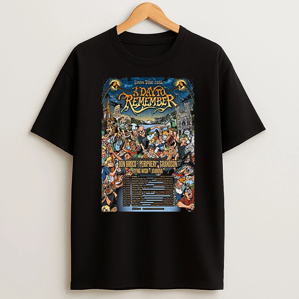A Day To Remember 2026 Europe Tour T Shirt