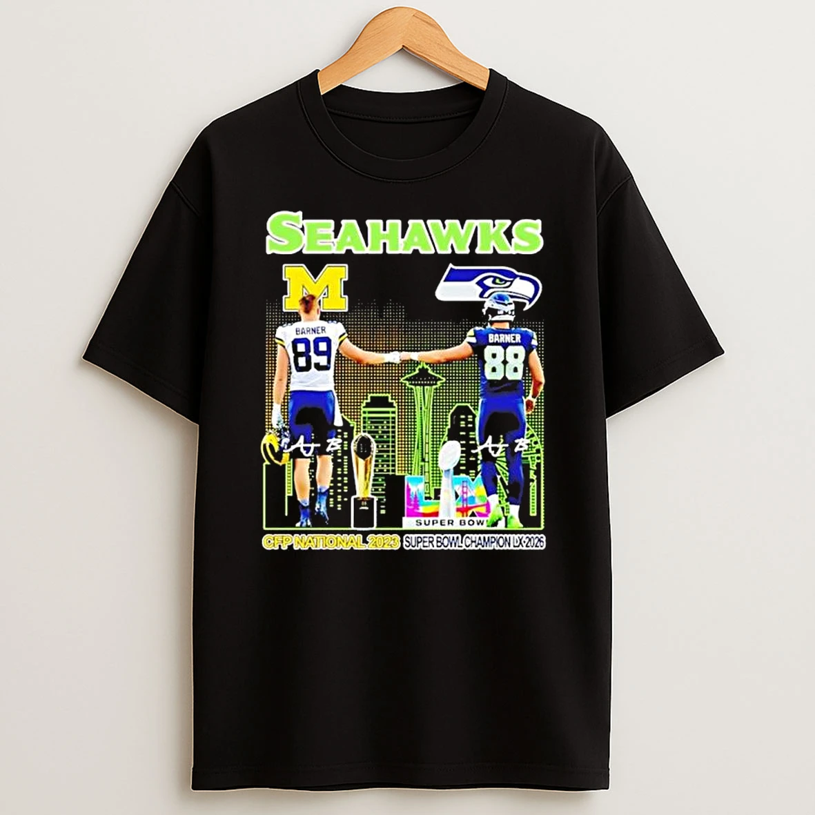 Aj Barner Seahawks Nfl Super Bowl Champions Lx 2026 Cfp National 2023 Signature T Shirt