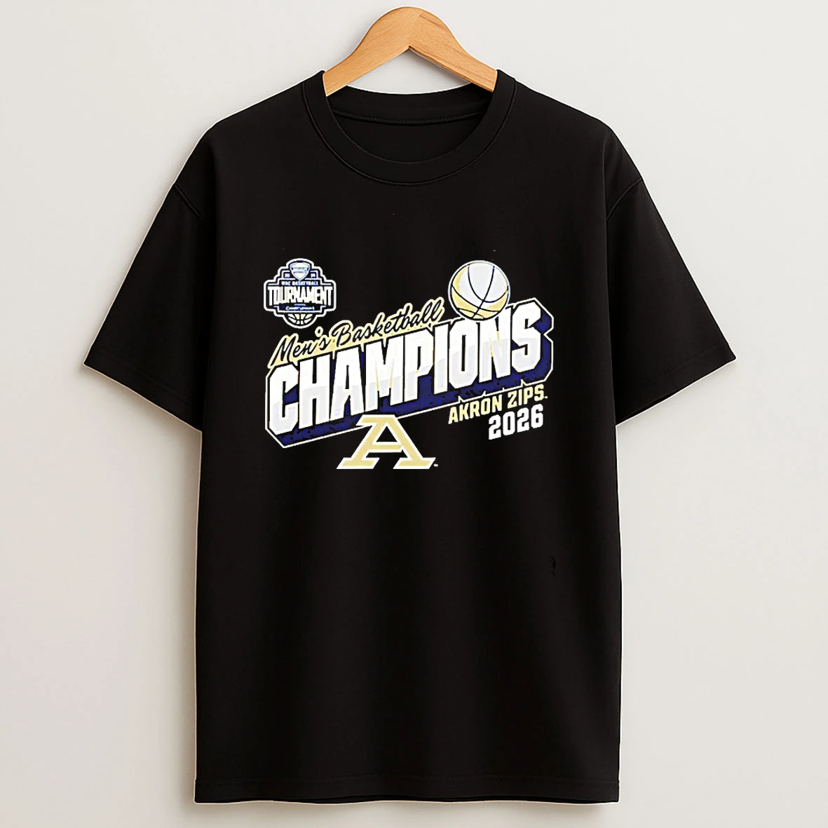 Akron Zips 2026 Mac Mens Basketball Tournament Champions Locker Room T Shirt