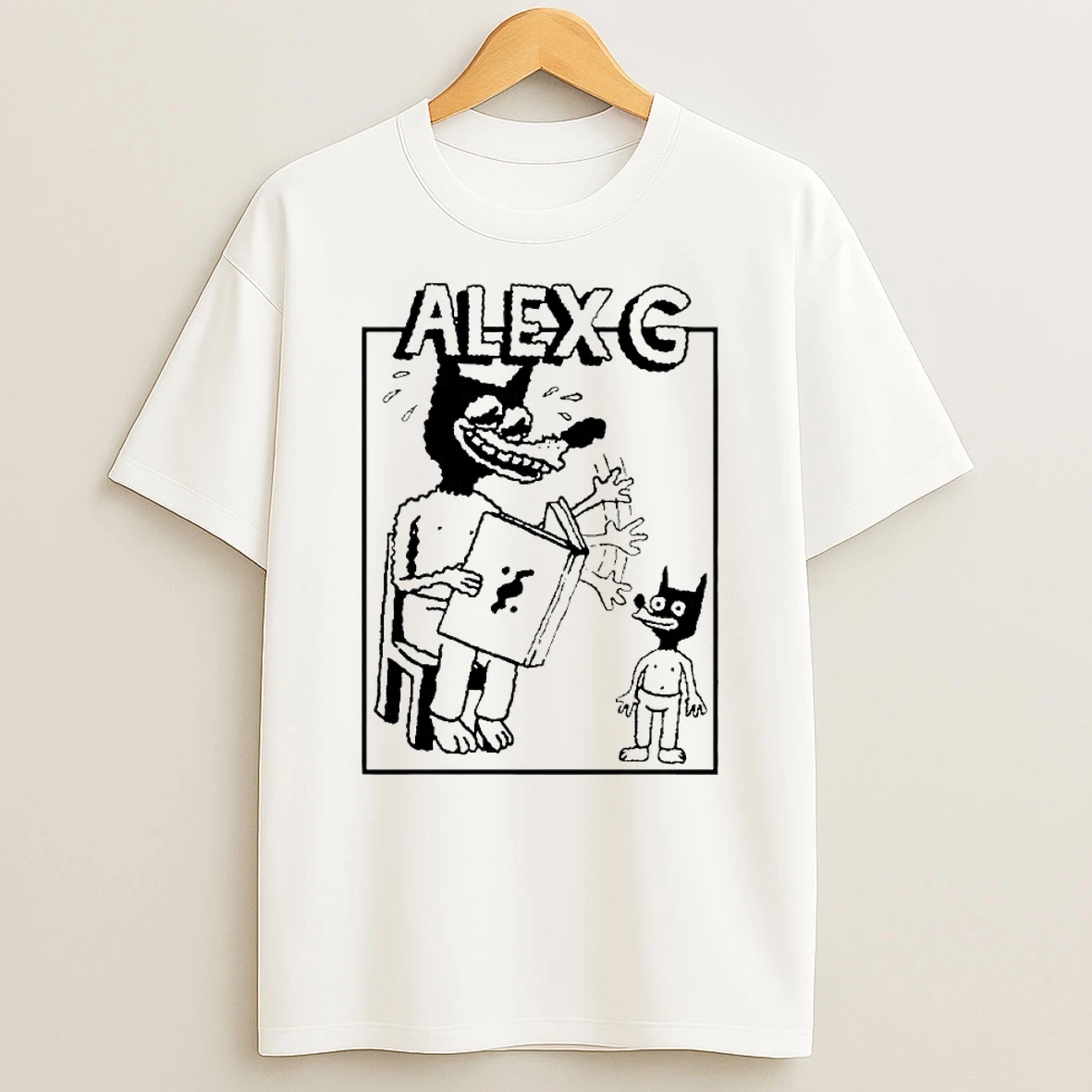 Alex G Wolf Drawing Reading Book Illustration T Shirt