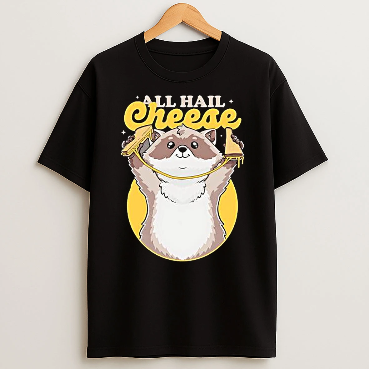 All Hail Cheese Raccoon Holding Grilled Cheese Sandwich T Shirt