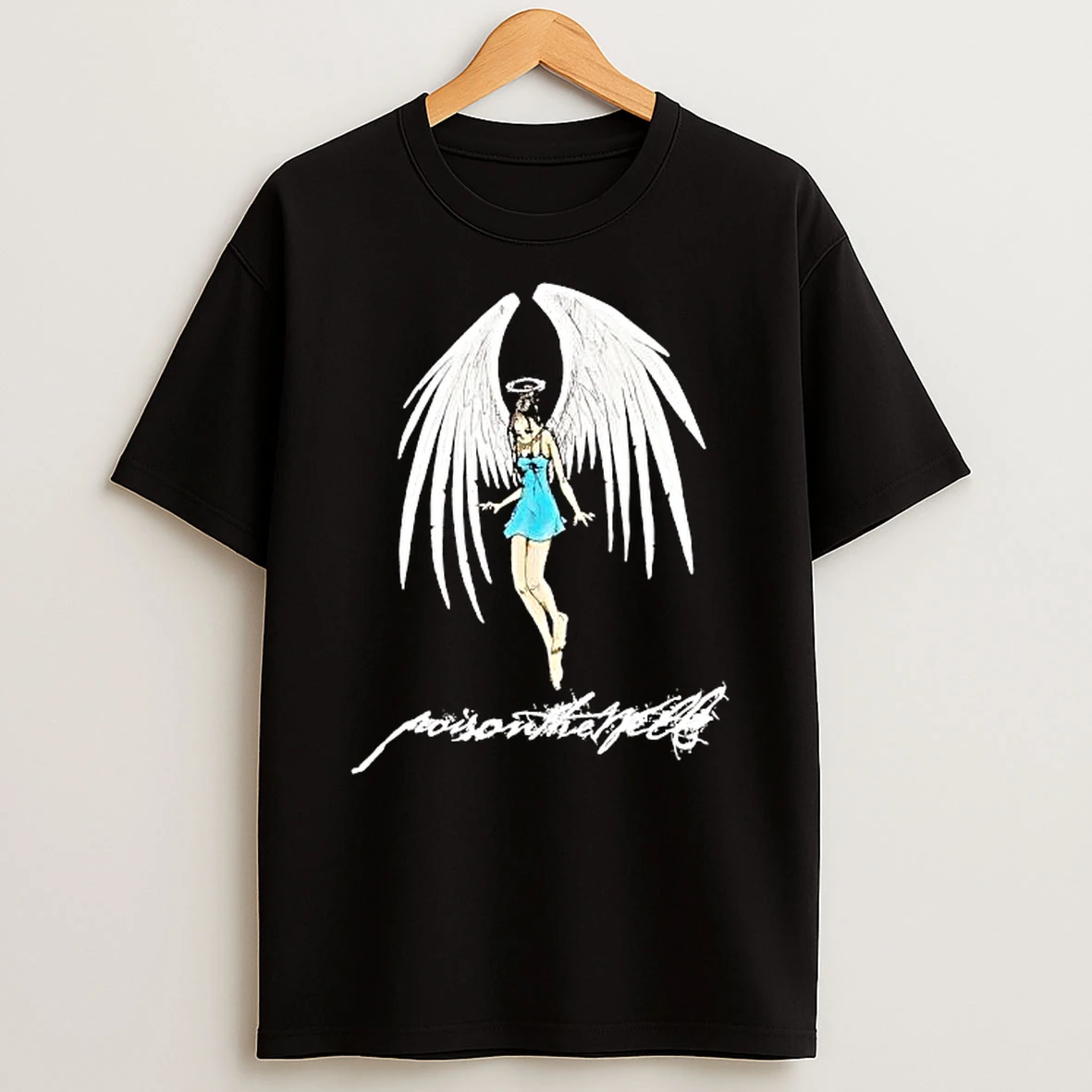 Angel With Poison The Well Script Graphic Design T Shirt