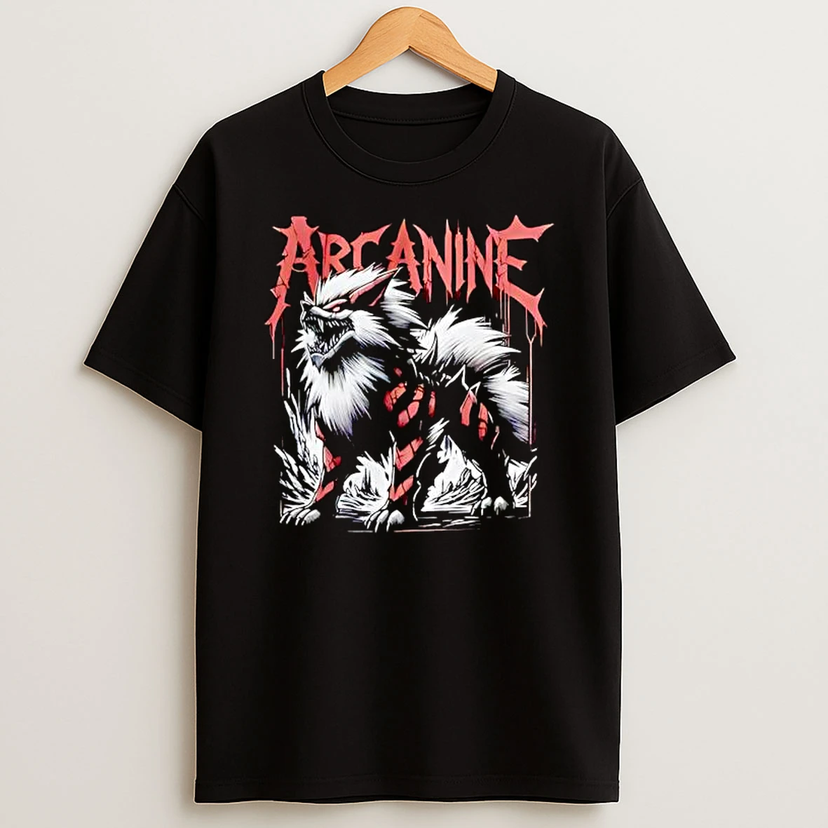 Arcanine Pokemon Dark Aggressive Metal Style Gothic Graphic T Shirt
