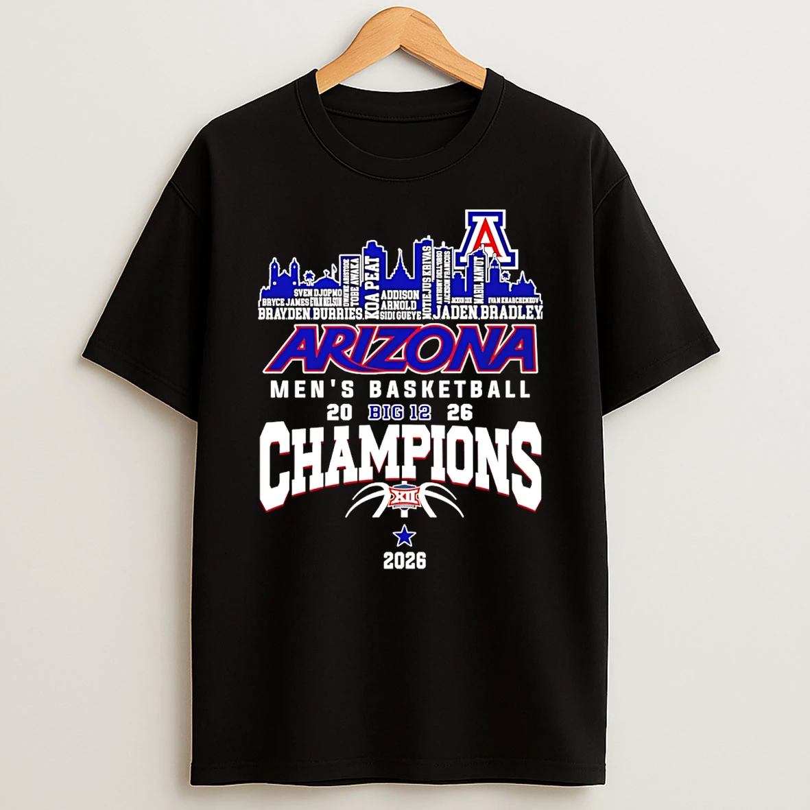 Arizona Mens Basketball 2026 Big 12 Champions City Skyline T Shirt