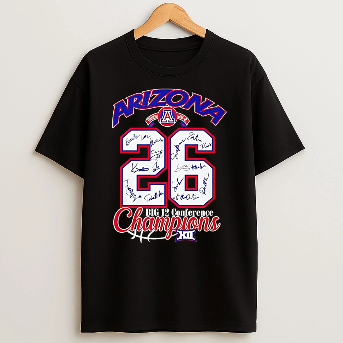 Arizona Wildcats 2026 Big 12 Conference Champions Signatures T Shirt
