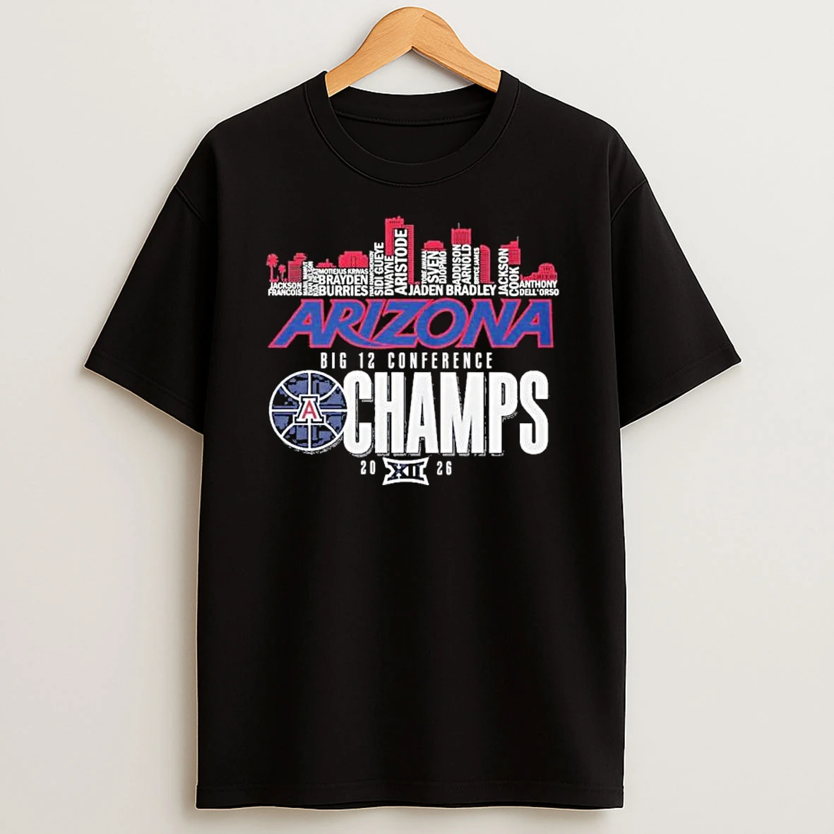 Arizona Wildcats 2026 Big 12 Conference Champs City Skyline T Shirt