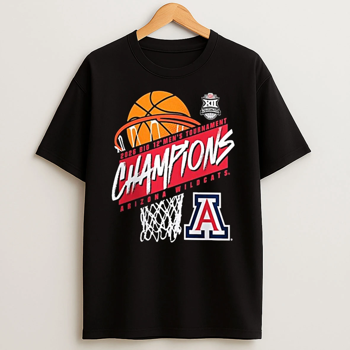 Arizona Wildcats 2026 Big 12 Mens Basketball Tournament Champions T Shirt