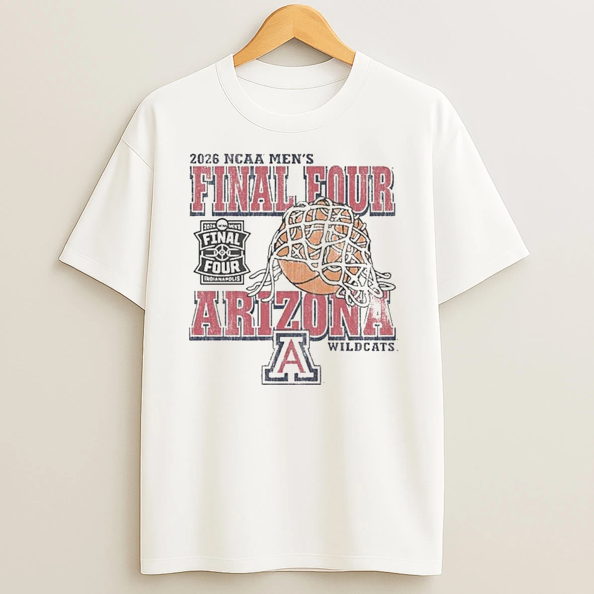 Arizona Wildcats Mens Basketball 2026 Final Four Net White T Shirt