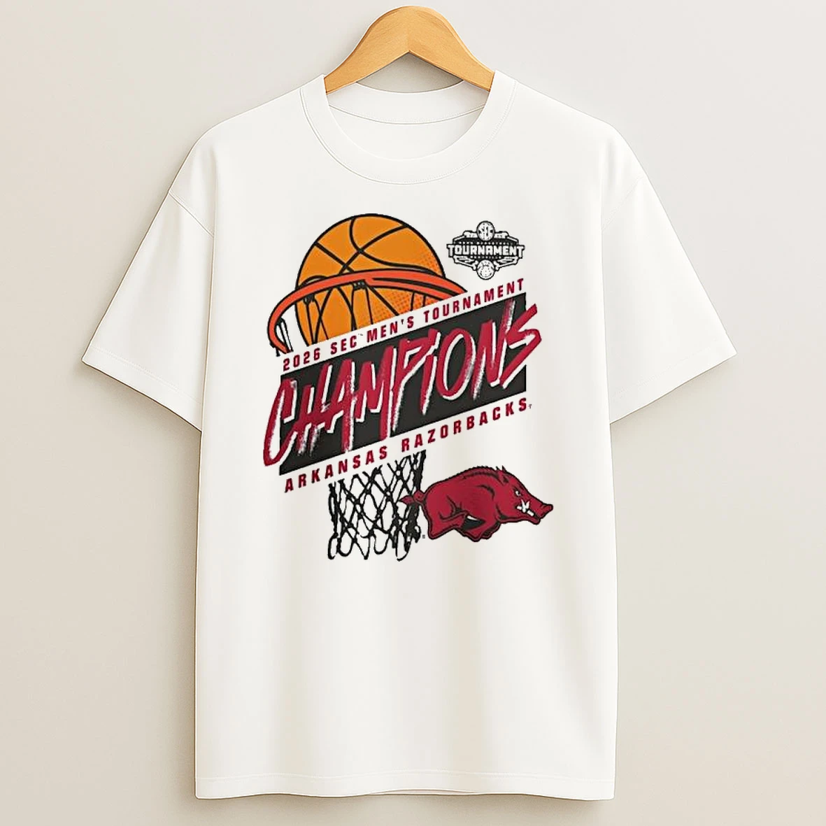 Arkansas Razorbacks 2026 Sec Mens Basketball Tournament Champions T Shirt