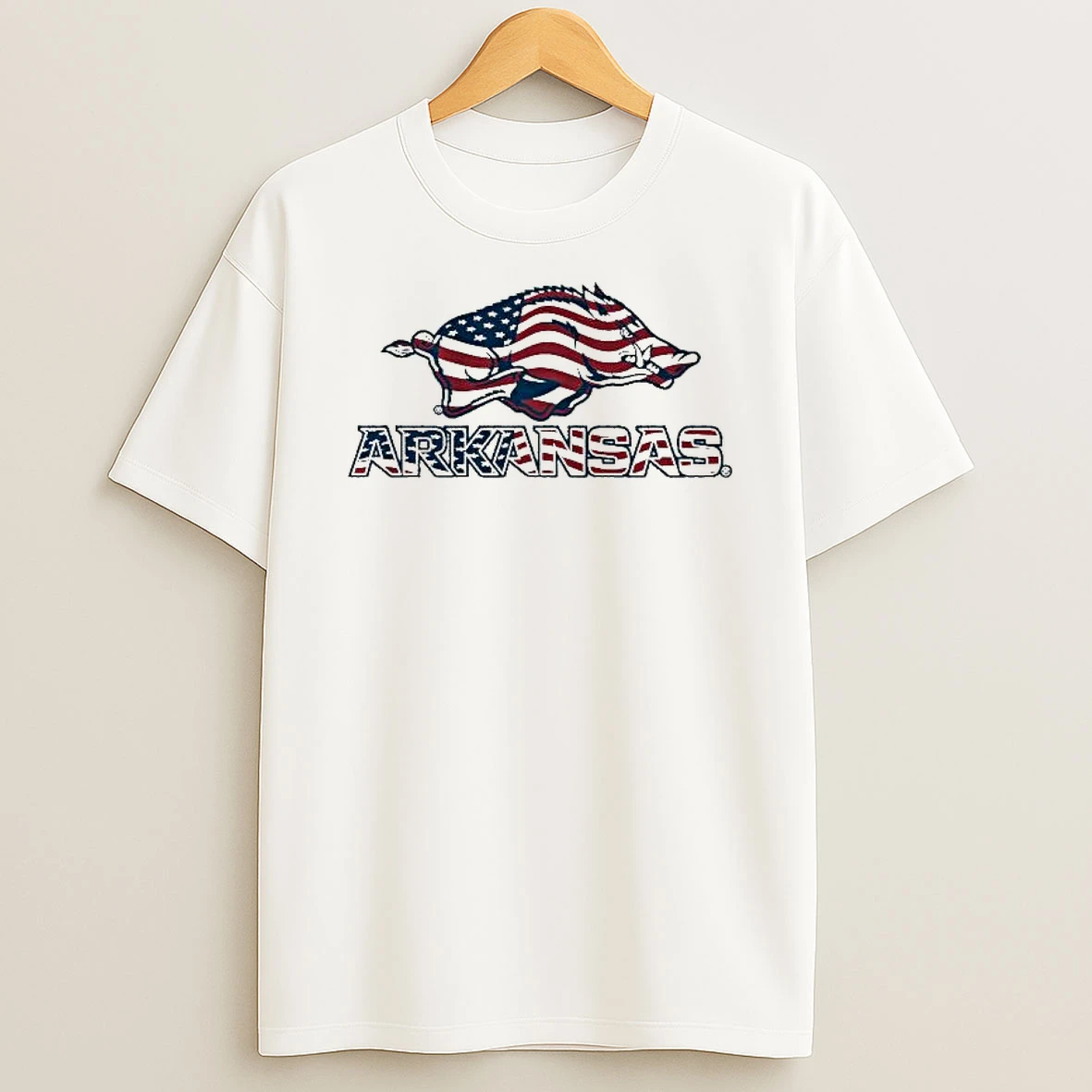 Arkansas Razorbacks Patriotic Marks Logo Stack T Shirt