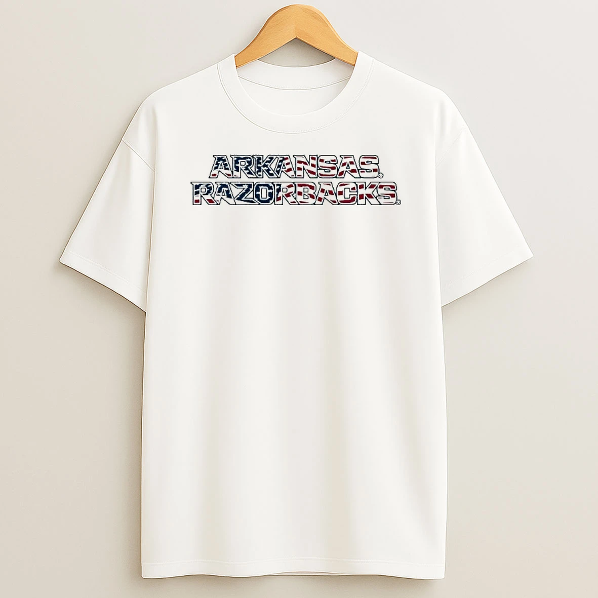 Arkansas Razorbacks Patriotic Marks Wordmark Stack T Shirt