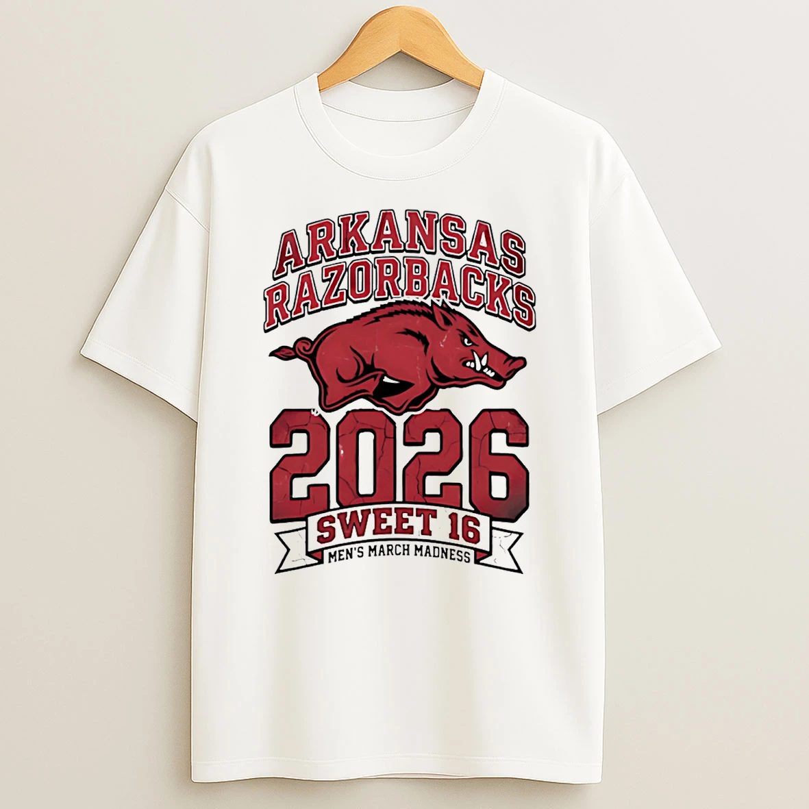 Arkansas Razorbacks Sweet 16 2026 Mens March Madness Logo T Shirt
