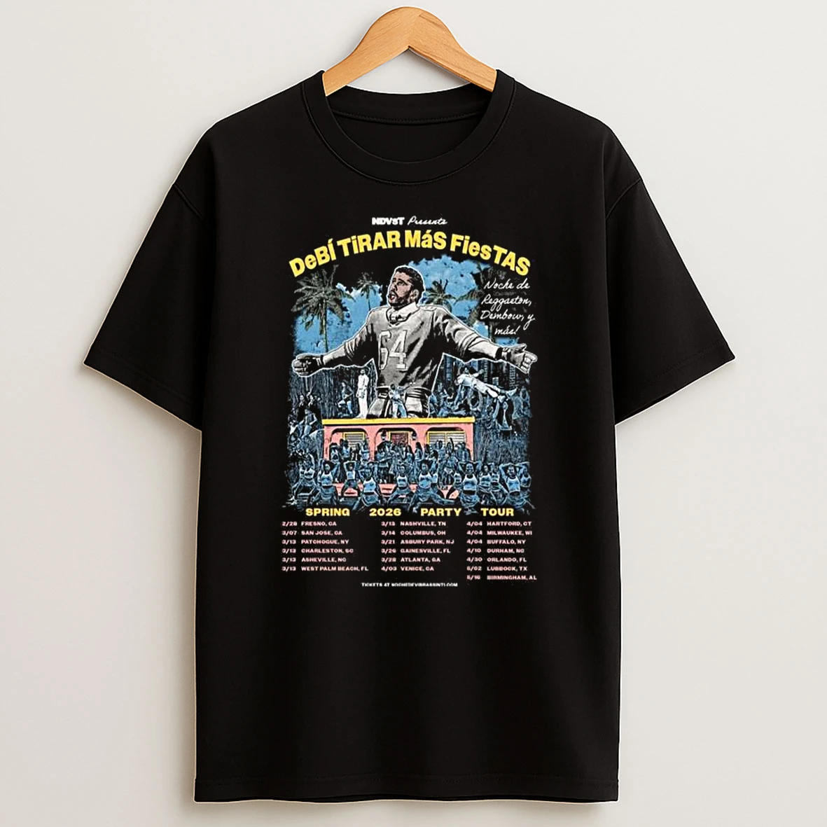 Bad Bunny Spring 2026 Party Tour Debi Tirar Mas Fiestas Schedule Tour Dates T Shirt
