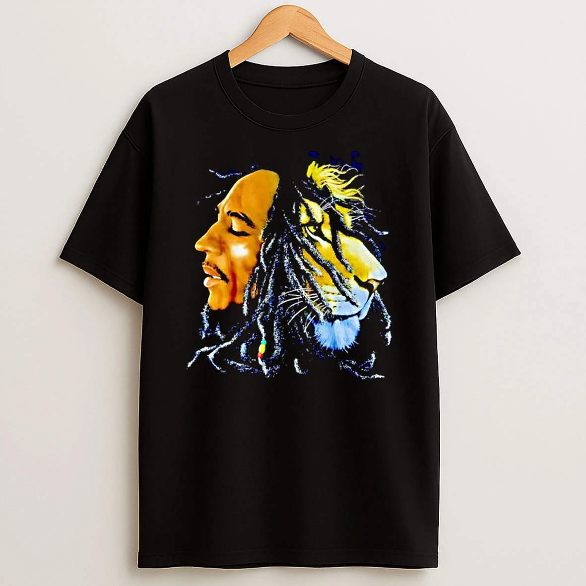 Bob Marley One Love Dreadlock Lion Face Portrait T Shirt