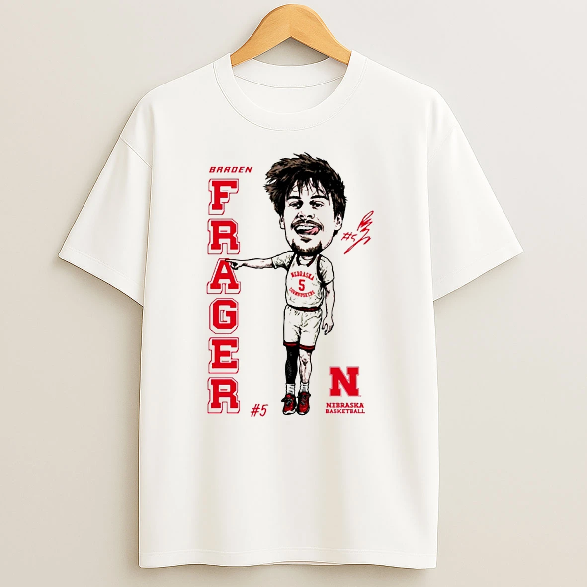 Braden Frager Nebraska Cornhuskers Frager Caricature T Shirt