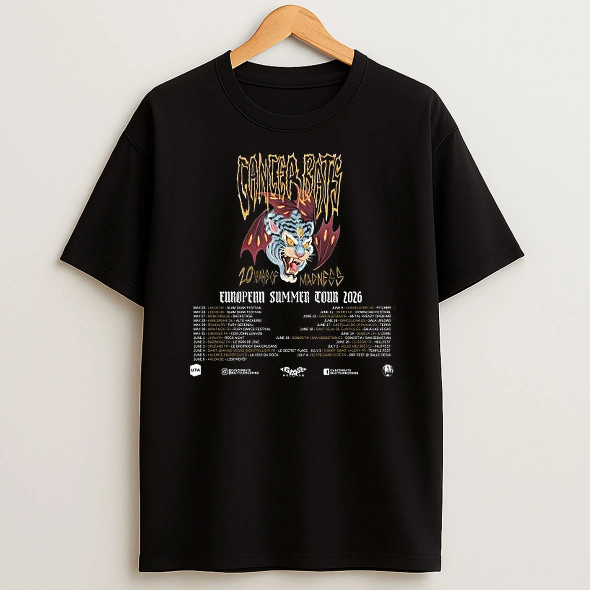 Cancer Bats 20 Year Of Madness European Summer Tour 2026 T Shirt